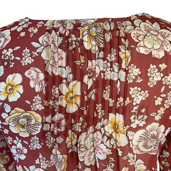 Torrid Peasant Style Blouse Floral 3/4 sleeve Rust Cream Yellow  Plus Size 00 - Picture 11 of 15
